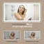 Miroir de salle de bain à DEL avec cadre noir, rétro-éclairé et miroirs de salle de bain éclairés-2100241391