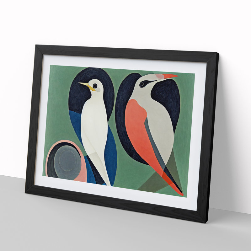 Two Abstract Birds - Framed Print, Black Framed, 25cm H x 34cm W x 2cm D