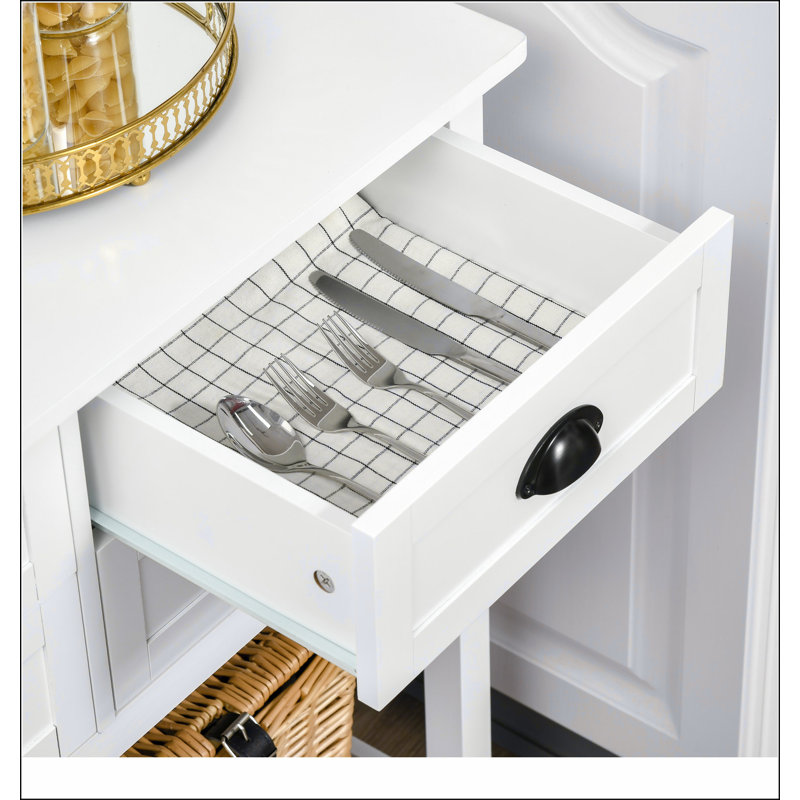 Coffee Bar Cabinet, Sideboard Buffet Cabinet, Kitchen Cabinet with 4 Drawers and Slatted Bottom Shelf for Kitchen, Living Room