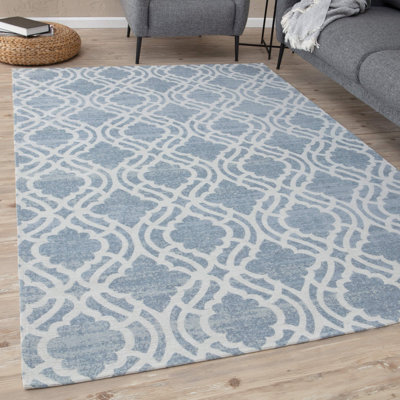 Carina Washable Rugs Trellis Design in Blue