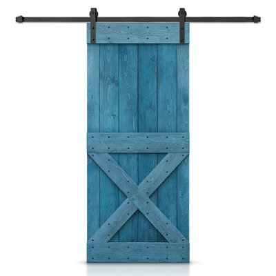Solid Wood Paneled Painted without Installation Hardware Kit Barn Door