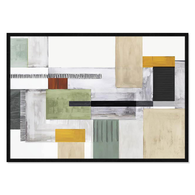 «Playful Blocks» par Tom Reeves, Pas de tapis, Cadre mince noir, H 29,5 po x l 41,5 po x P 0,75 po