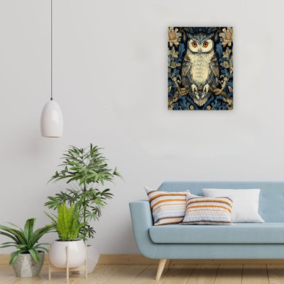 Décoration murale d'intérieur grise, oiseau et hibou rétro, 24 po x 18 po