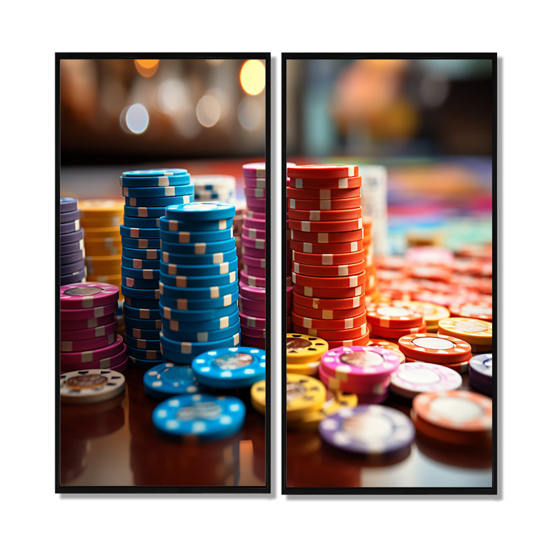 Jetons de poker Casino Royale II, H 20 po x l 24 po, Impression encadrée flottante, Noir