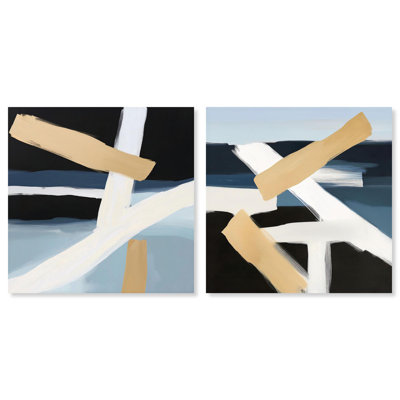 Alabaster Twilight Duo Canvas Print Livingroom Wall Art Set by Art Remedy, Black Frame, 12 x 12