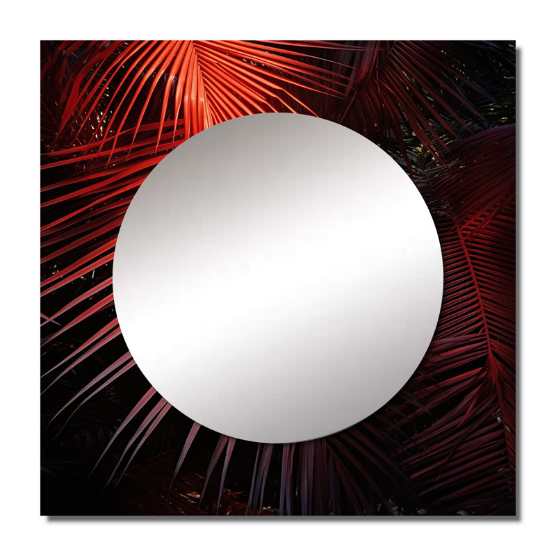 Enissa - Décoration murale miroir carré pour palmiers et palmiers, 36 po x 36 po