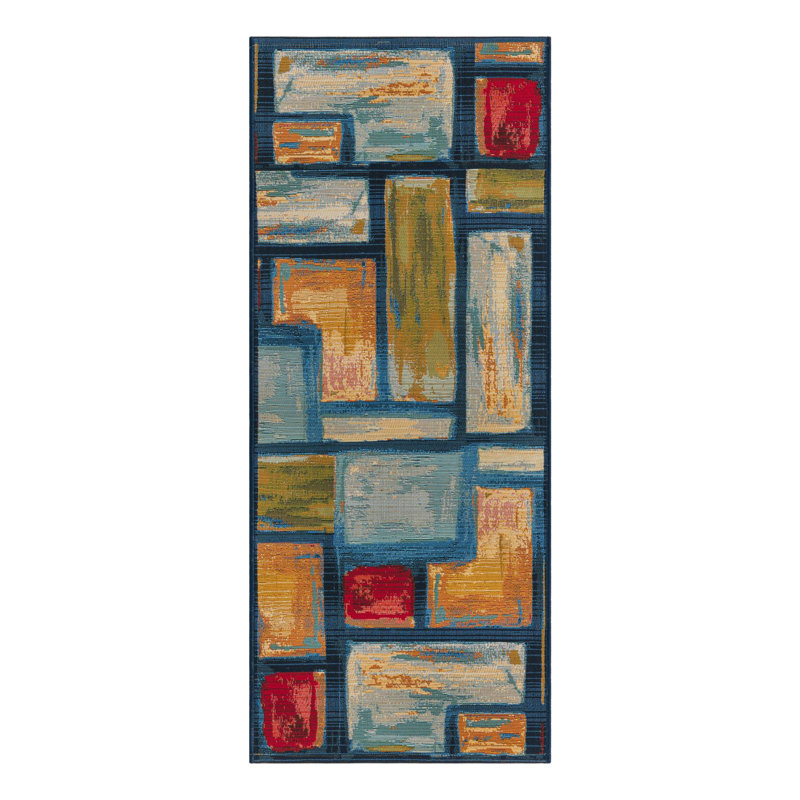 Merrimac Washable Geometric Indoor / Outdoor Rug, Runner 2' x 5'