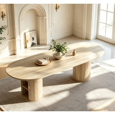 62.99"-94.5" Oval Dining Table for 6 8 10, Rustic Farmhouse Extendable Kitchen Table, Long Large Expandable Dining Room Conference Tables for Home Office