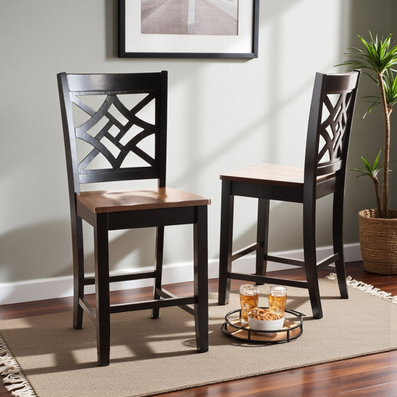Solace Four Leg Counter Stool Set in Brown/Dark Brown, 42.24'' H X 18.49'' W X 19.54'' D