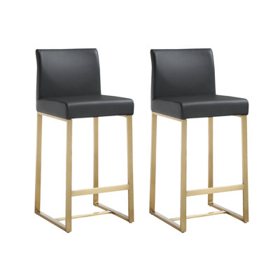 Upholstered Counter Stool with Metal Frame
