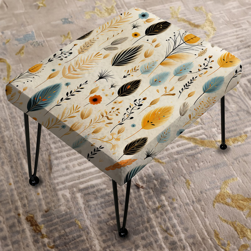 Earthy Elegance Boho Pattern IV - Floral Rectangle Ottoman