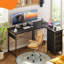 Brenice L-Shaped Metal Base Computer Table with Power Outlet-1938430269