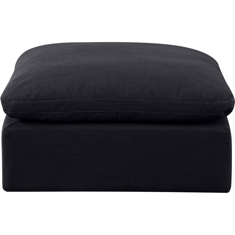 Itala Upholstered Modular Ottoman, Black Linen Textured Fabric