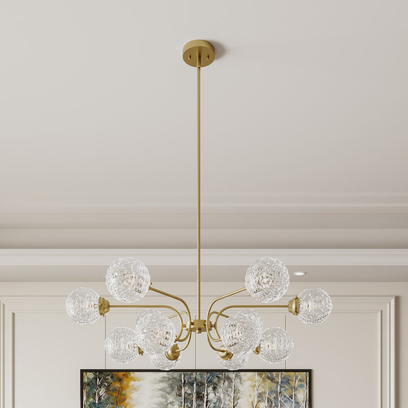 Veturia 16-Light Sputnik/Sphere Chandelier with Textured Glass Globes