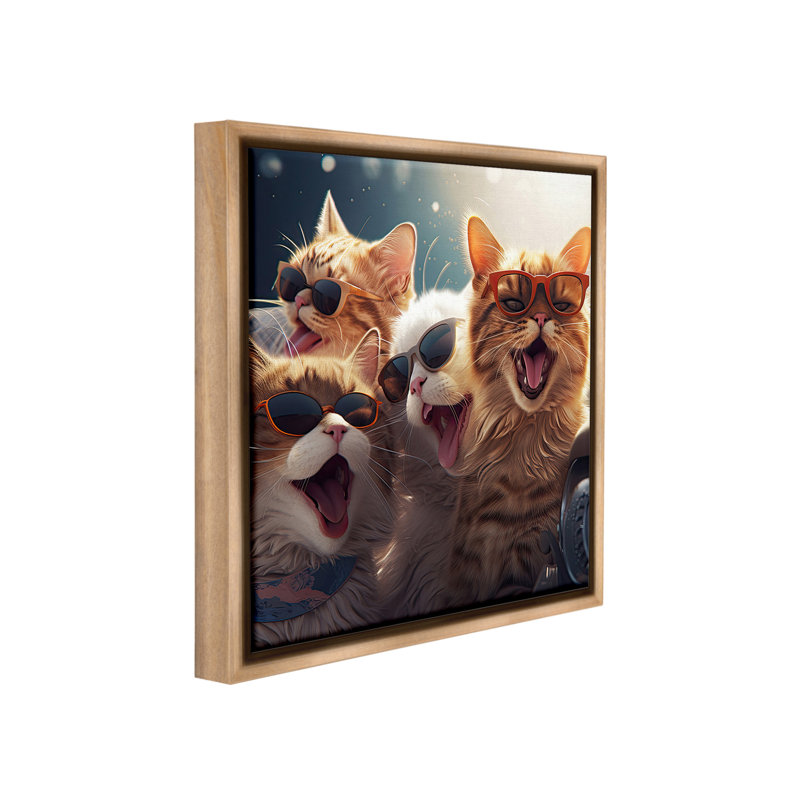 " Happy Cats Singing " by Jim Baldwin, Montalcino Elm Floater Frame, 25" H x 25" W