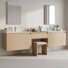 Meuble-lavabo double 84 po avec lavabo à maquillage, lavabo en céramique et conception sans poignée