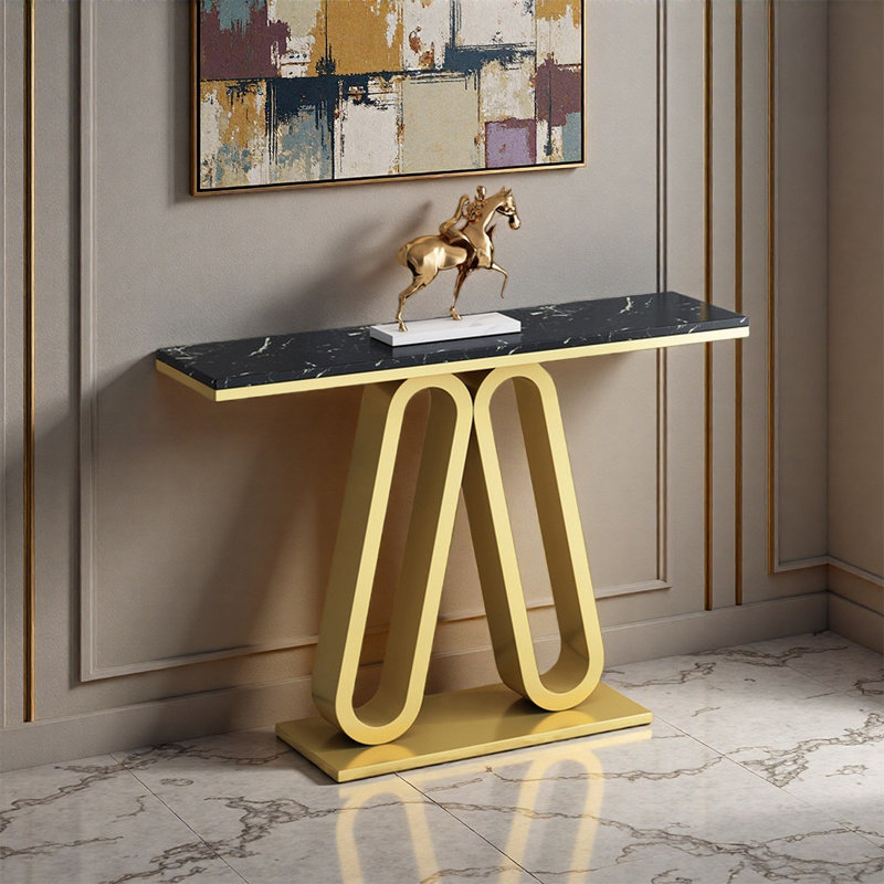 Console Modern Modern, Noir, Doré, H 31,5 po x l 39,37 po x P 11,81 po