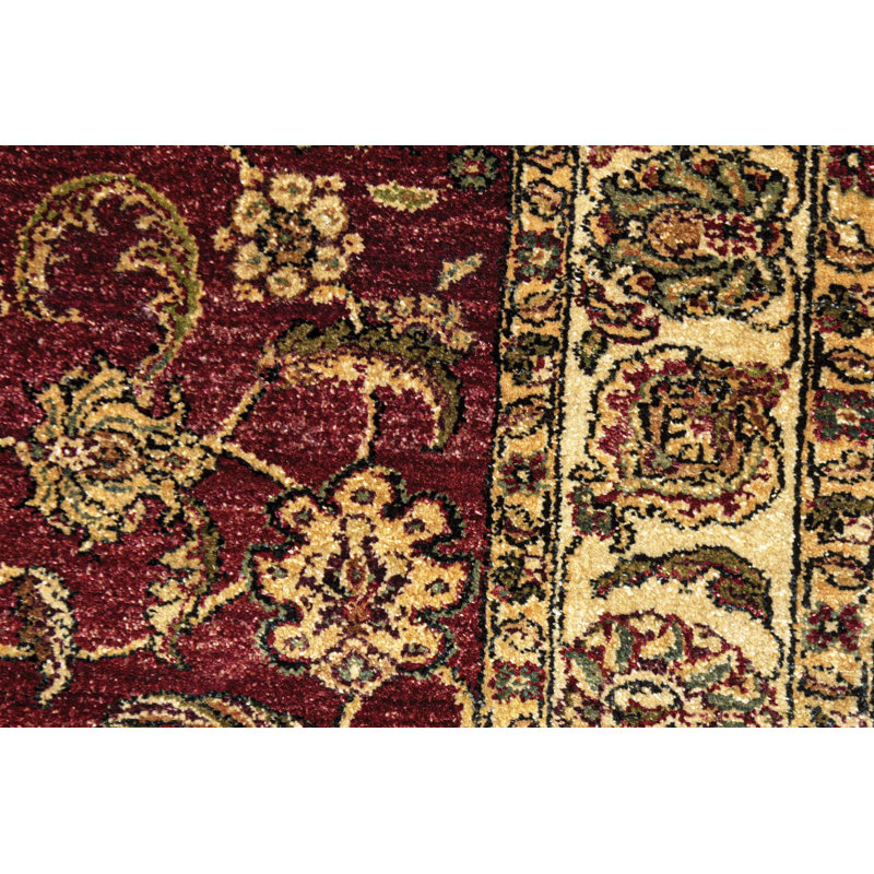 Hand-Knotted High-Quality Red and Cream Area Rug