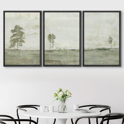 «Green Grunge Country Forest Tree Abstract Shapes Illustration Modern Art Decor Nordic Minimal Zen» 3 pièces