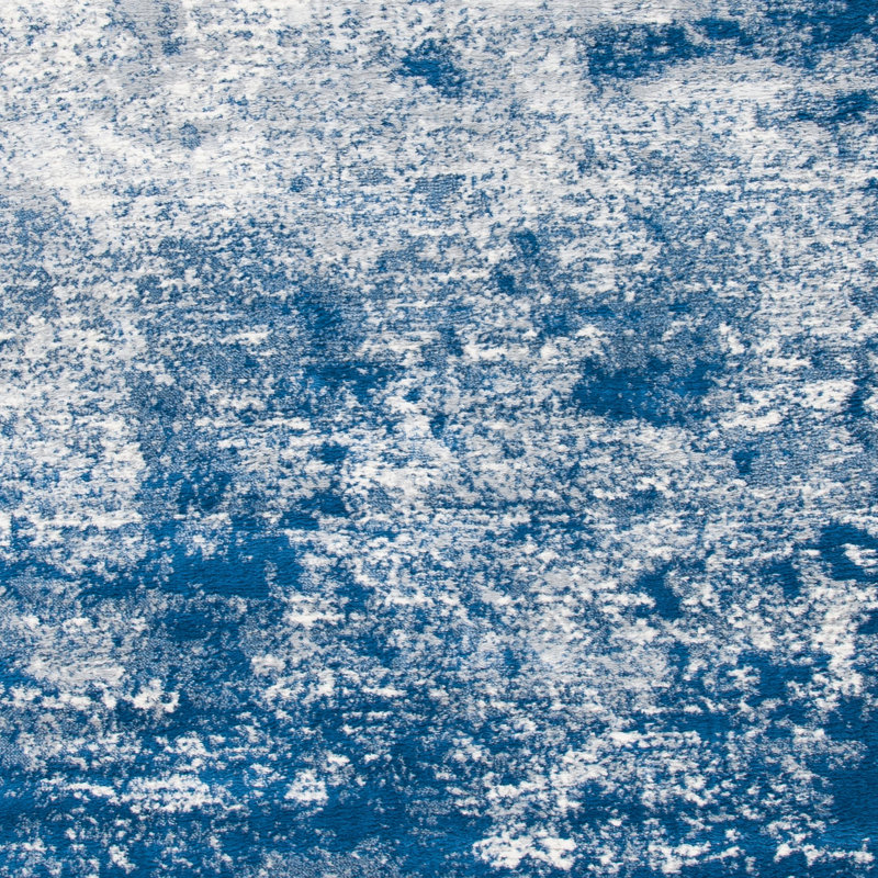 Tapis abstrait gris clair / bleu N'Keal, Carré 6 pi 7 po, Grey/Navy