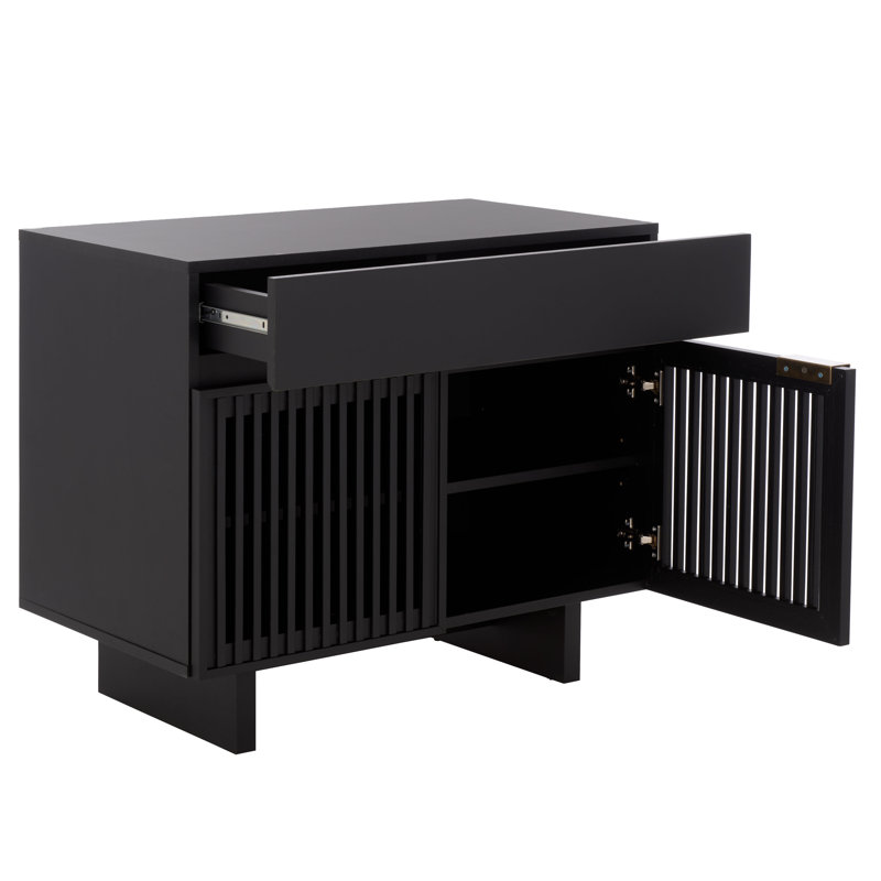 Quaid 1 Drawer 2 Door Nightstand, Black