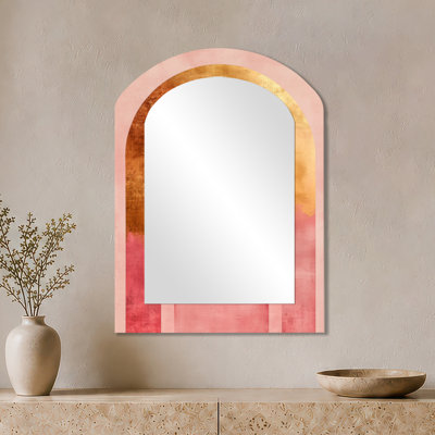Miroir mural décoratif Glam - Flow contemporain I - Arcs rose et or I