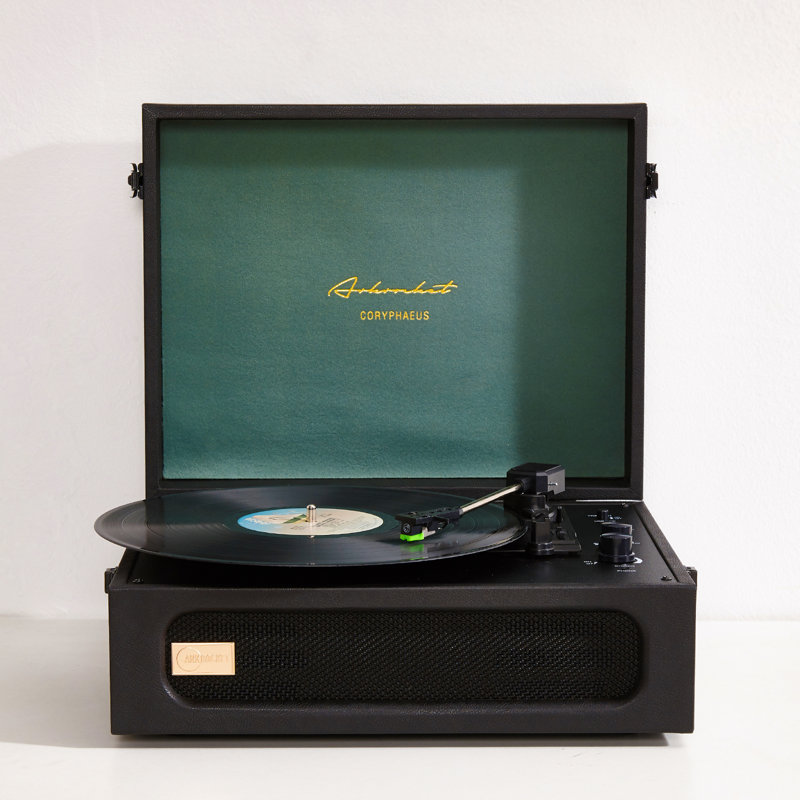 Coryphaeus Black and Green 3-Speed Bluetooth Vinyl Record Player