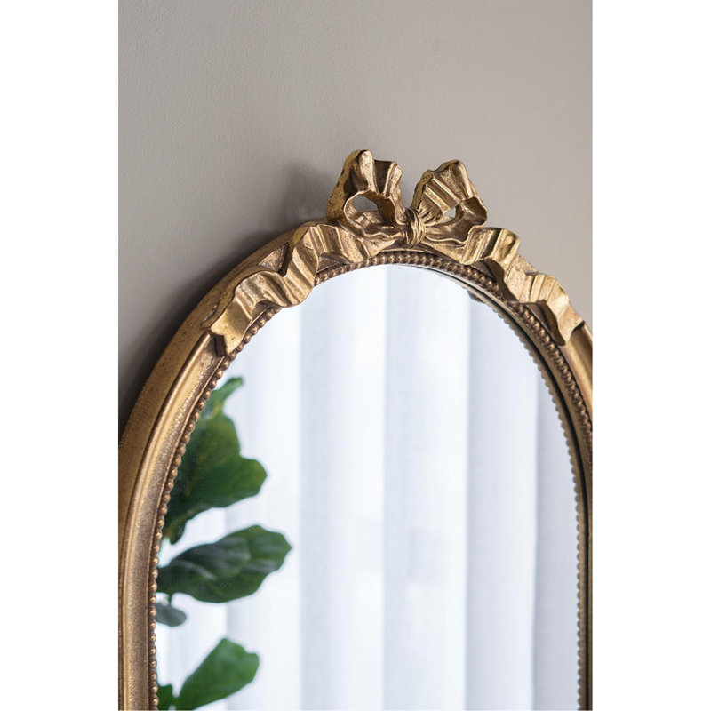 23.5x1.5x37.3" Arched Wall Mirror with Ornate Gold Frame
