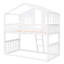 Lit superposé simple en bois massif avec intérieur de chambre blanche et ludique avec des meubles amusants-817702999