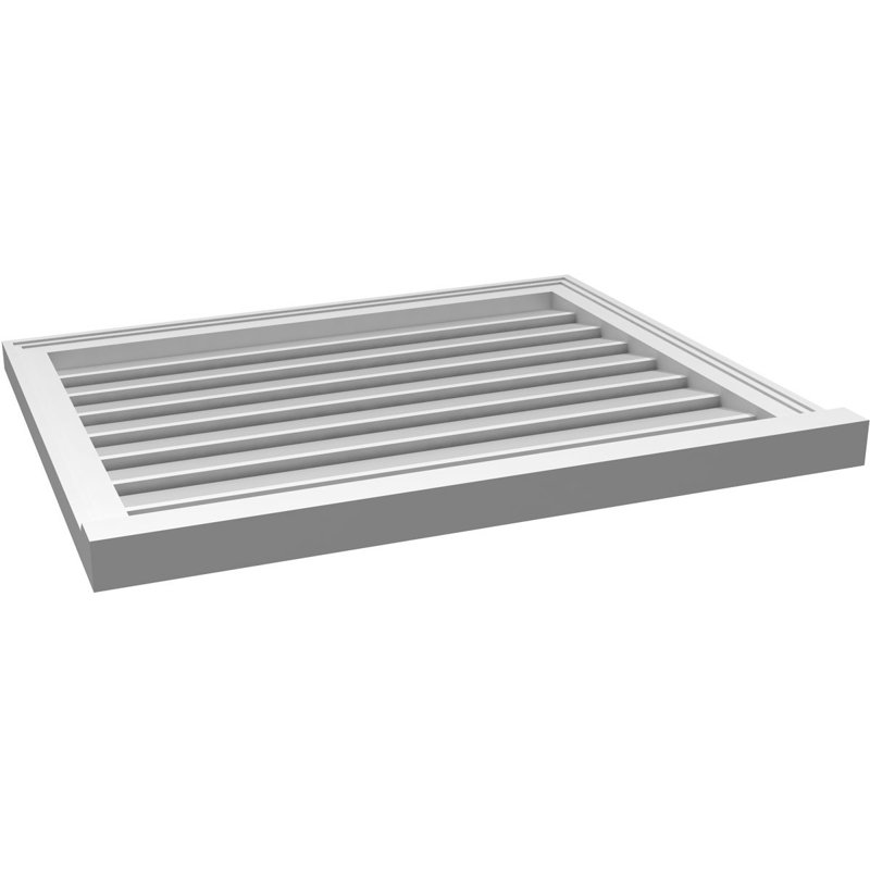 Évent à pignon fonctionnel en uréthane rectangulaire à fixation en surface, brun clair apprêté, H 26 po x l 32 po x P 2 po