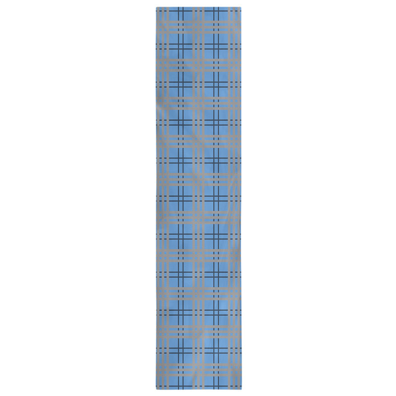 Paid Polyester Table Runner, 90" L x 16" W, Blue/Navy/Silver