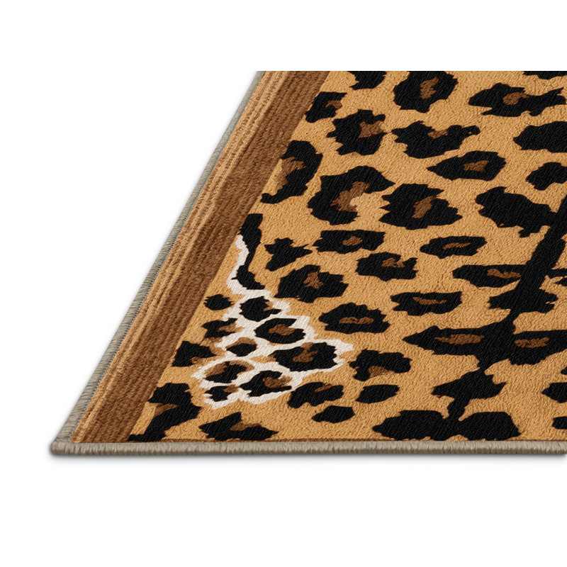 Tapis lavable à motif de gros chats Léopard, Rond 7 pi