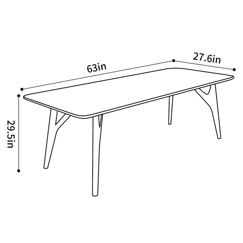 Maty Solid Wood Dining Table, 27.6" W x 63" L
