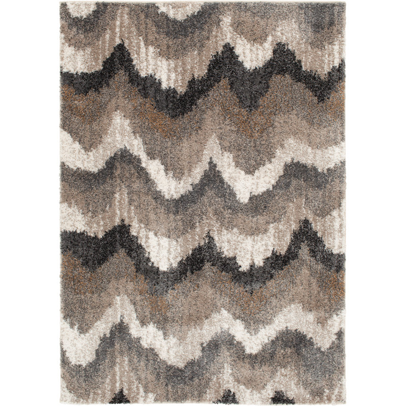 Tapis d'intérieur en polypropylène à motif de géode brune Wruls Studio ™ Tulsa Riverlyn, Rectangle 5 pi x 7 pi 3 po