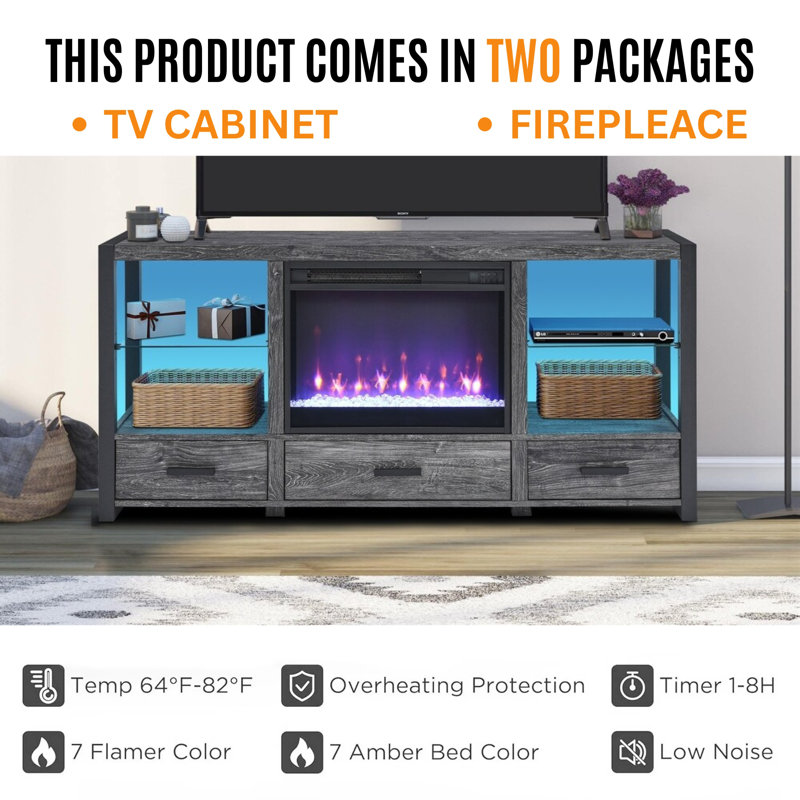 23" Ultra Thin Electric Fireplace Heater Insert With Sidelight – Remote Control, Timer, Overheating Protection, Crystal & Realistic Flame