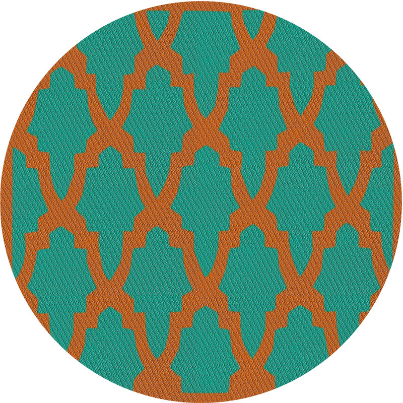 Tapis vert/rouge tissé à la machine, Rond 8 pi