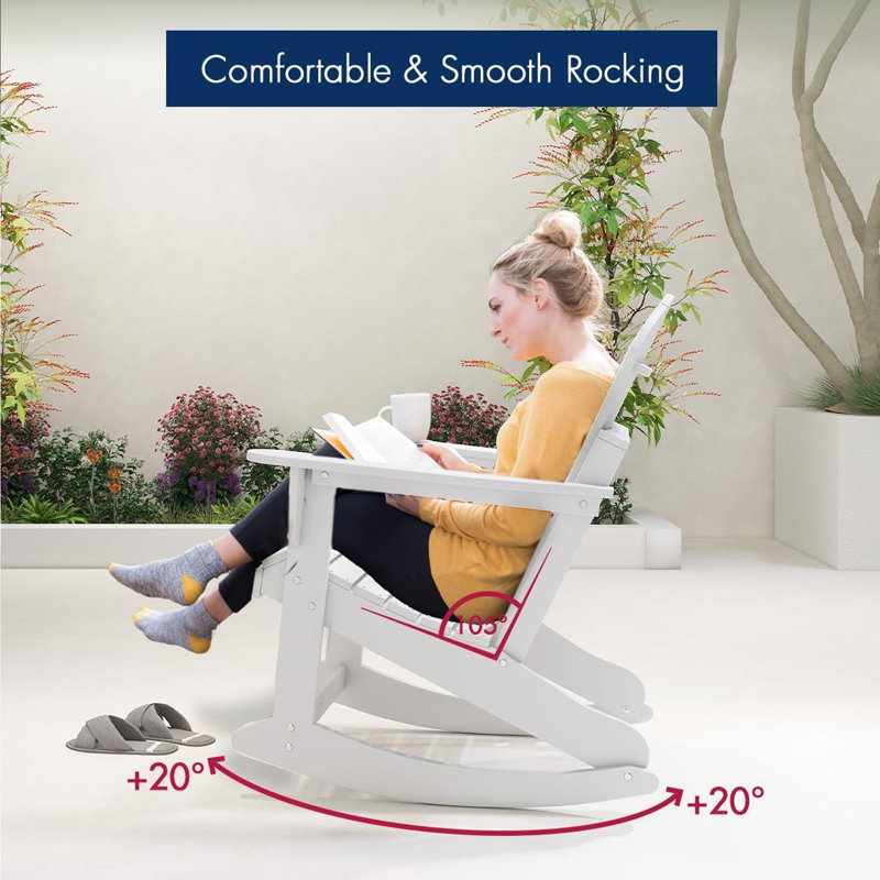 All Weather Adirondack Rocking Chair, White