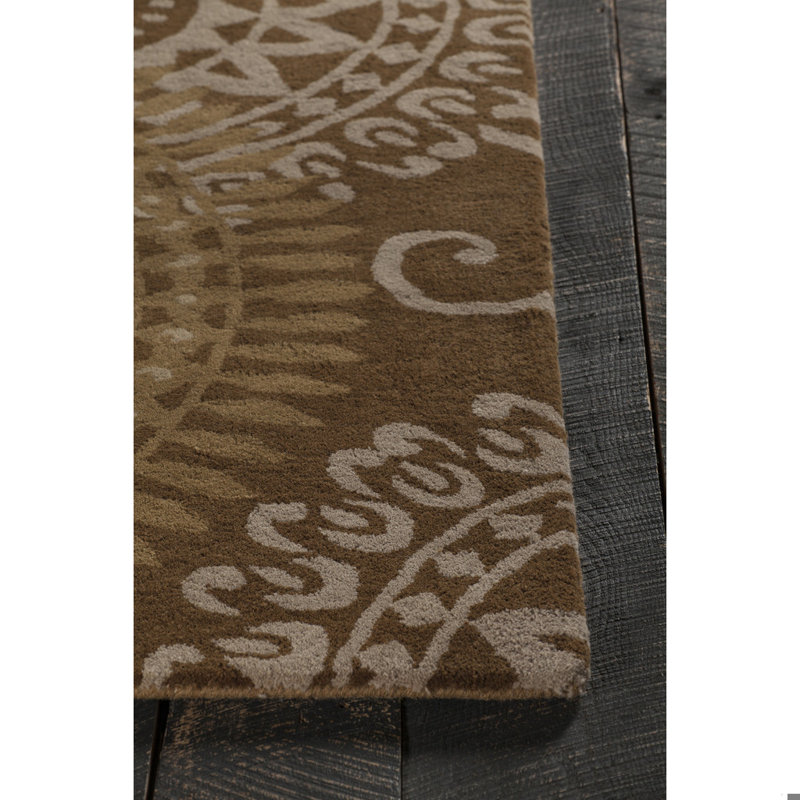 Jonas Authentic Hand-Tufted Handmade Camel, Gold/Mustard & Cream Transitional Suzani Wool Area RugJonas Gold Area Rug, 7'x10'