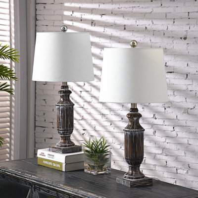Hollymead 24 in. Brown Traditional Vintage Resin For Bedroom/Living Room Bedside Desk Nightstand Table Lamps