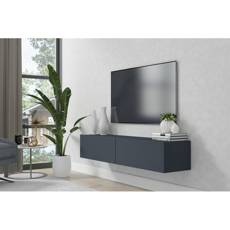 Meuble télé flottant de 53 po Housley, gris