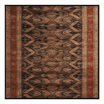 Tapis art déco brun lavable à la machine