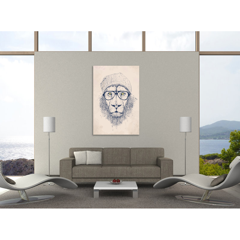 « cool lion », impression sur toile tendue, H 36 po x l 24 po x P 1,5 po
