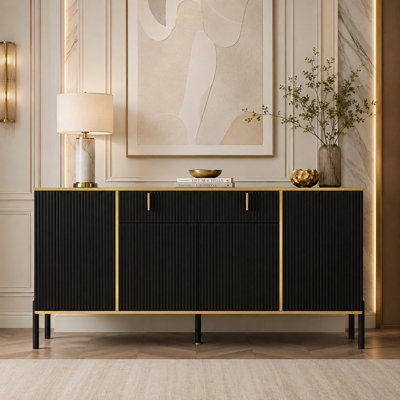 Jenkinsburg 63" Modern Sideboard with Legs and Fluted Doors, Buffet Cabinet for Entryway or Living Room