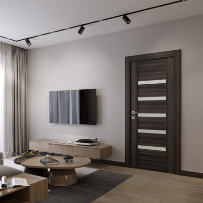 Elira Manufactured Wood Frosted Glass Paneled Interior Door Slab