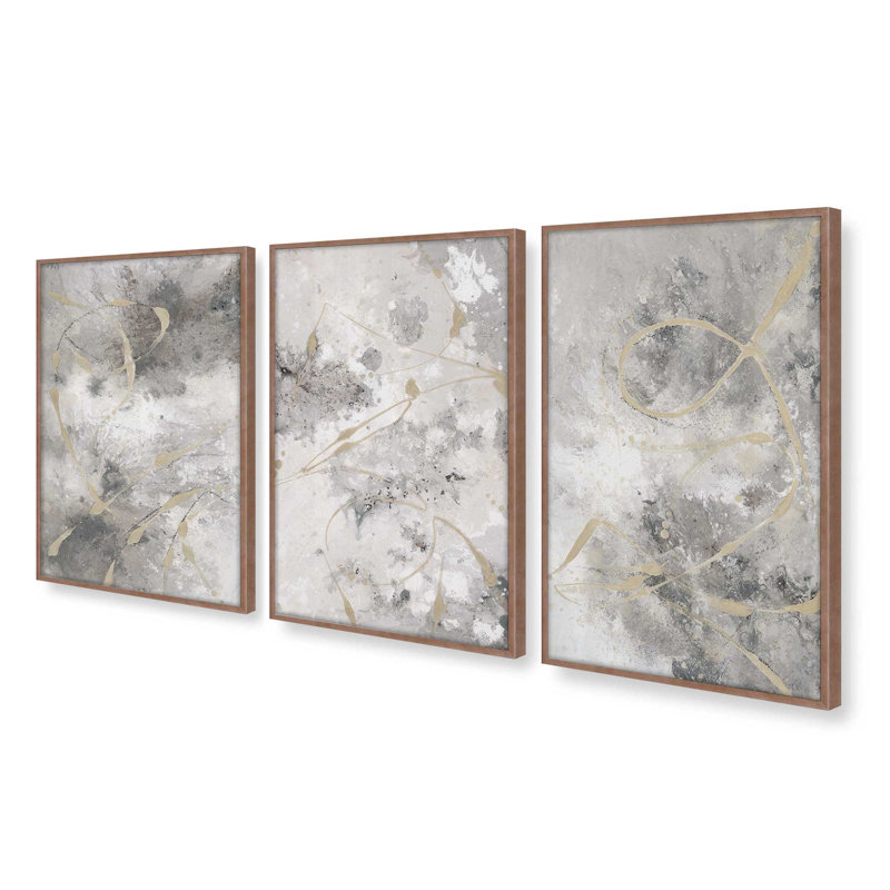 Gilded Whispers, ensemble de 2 reproductions sur cadre en papier mat d'archives, Rose poudre, H 17 po x l 13 po x P 1,375 po