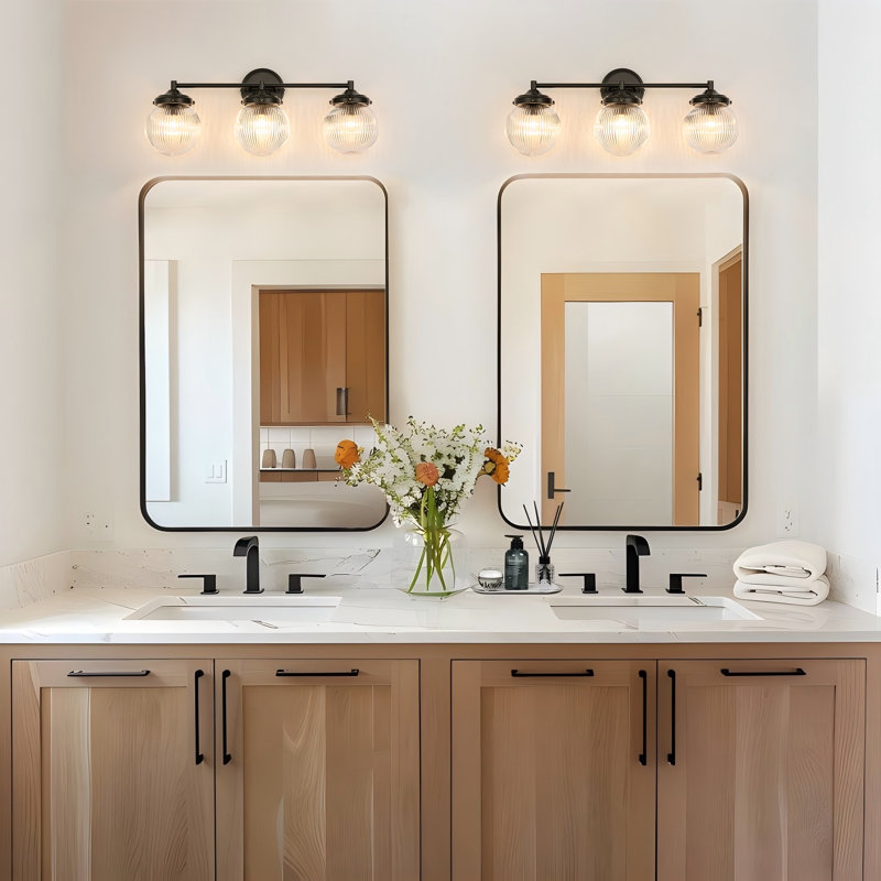 3 - Light Dimmable Vanity Light, Matte Black