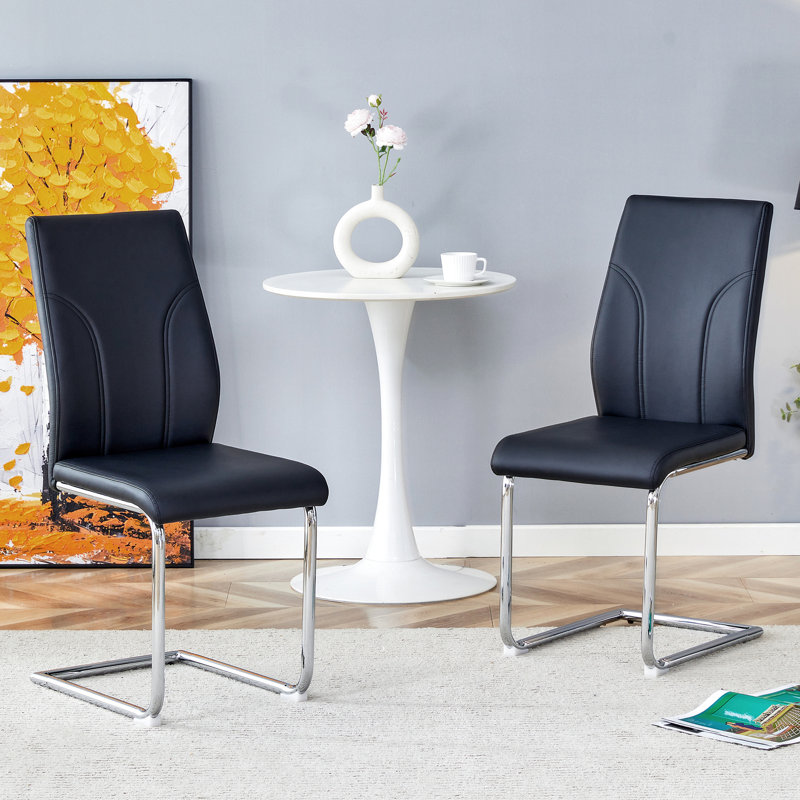 2 chaises de salle à manger en noir, siège à haut dossier et chaise en PU, convient à la pièce, à la cuisine, à la méthode d'assemblage rapide noir, sièges couverts avec pieds stables, idéal simple