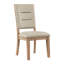 Chaise de salle à manger en chêne rustique 2 pièces, siège recouvert de tissu beige et dossier en échelle de bois de 2, coussin de dossier rembourré