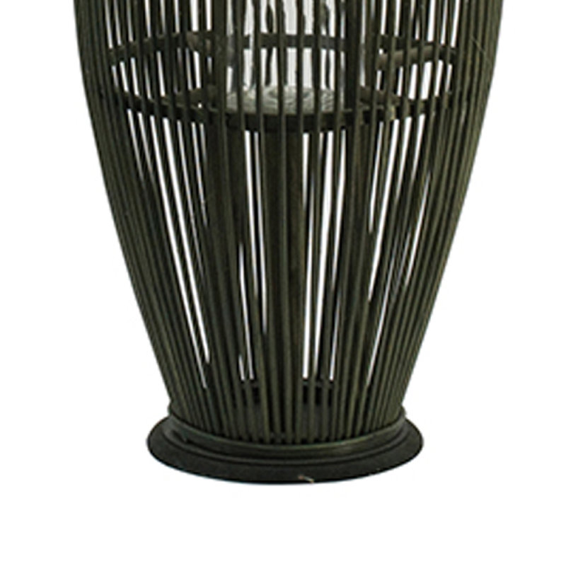 Grande lanterne Prish, insert en verre, cadre en bambou vert 33 po, corde de chanvre
