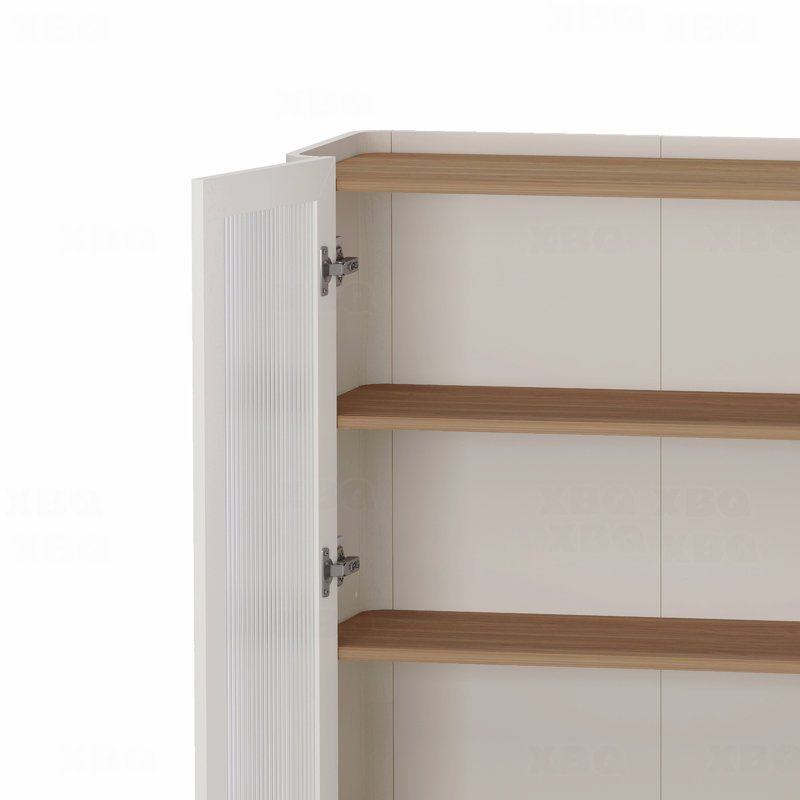 Bibliothèque 32 po en verre trempé, Naturel / Blanc
